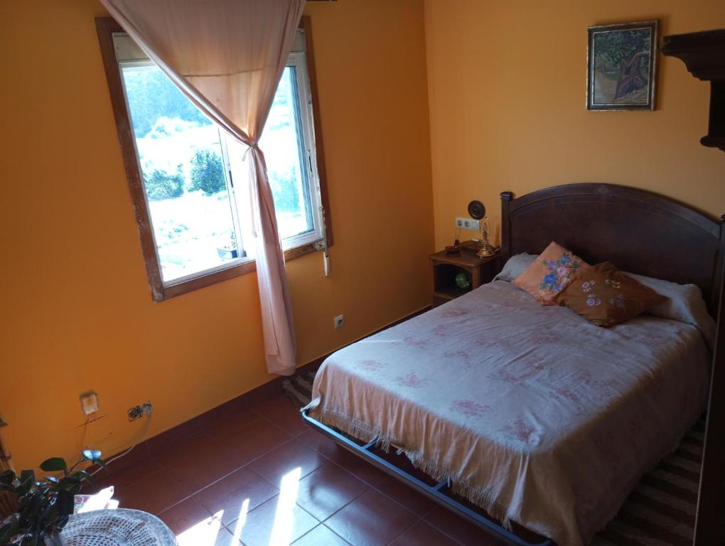 GilHabitación en A Armenteira的一间卧室设有一张床和一个窗口