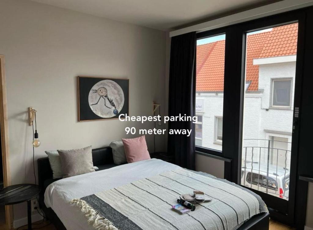 鲁汶Good night Leuven -Self check-in的一间卧室设有一张床和一个窗口