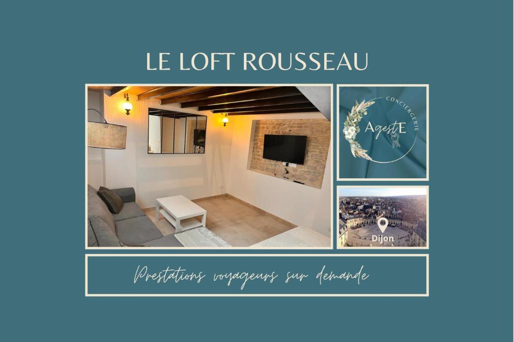 第戎Le loft Rousseau的客厅的拼凑,配有电视