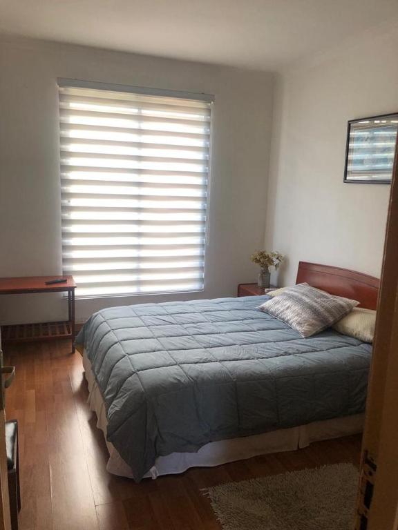 康塞普西翁San Sebastian的一间卧室设有一张大床和一个窗户。