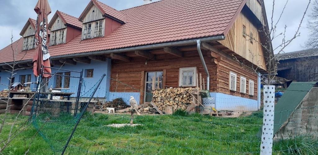 伊莱姆尼采Pension Hermína的一堆木头建造的房子