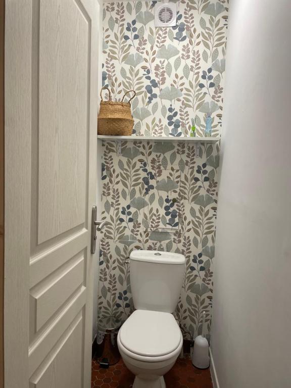 塞尔吉Bel appartement tout confort aux Portes de Paris的一间位于客房内的白色卫生间的浴室