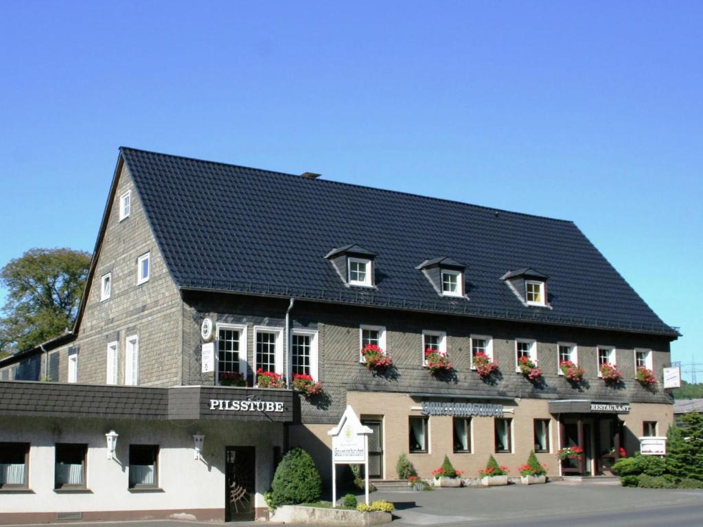 梅舍德Apartment near ski area in Wehrstapel in Sauerland的一座黑色屋顶的大型建筑