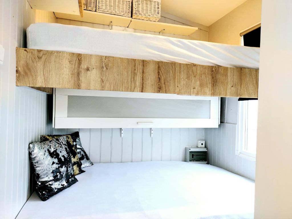莱克内斯Microhouse Leknes in Lofoten的一间卧室配有双层床