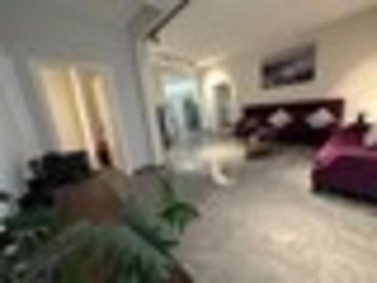 利雅德شقة غرفتين وصاله وغرفة خادمة او سائق的客厅配有紫色沙发和壁炉