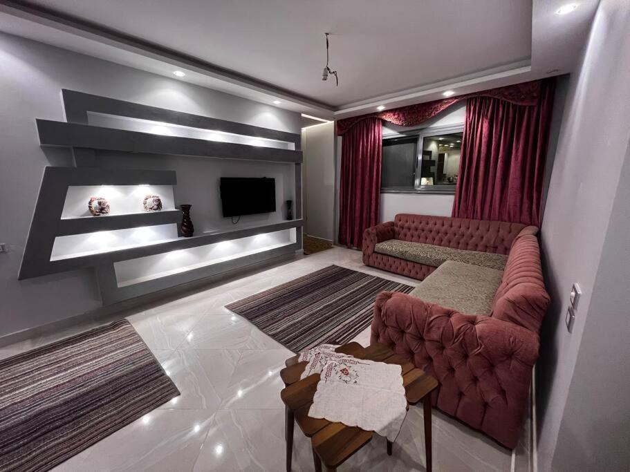 开罗Luxury apartments in Heliopolis的带沙发和电视的客厅