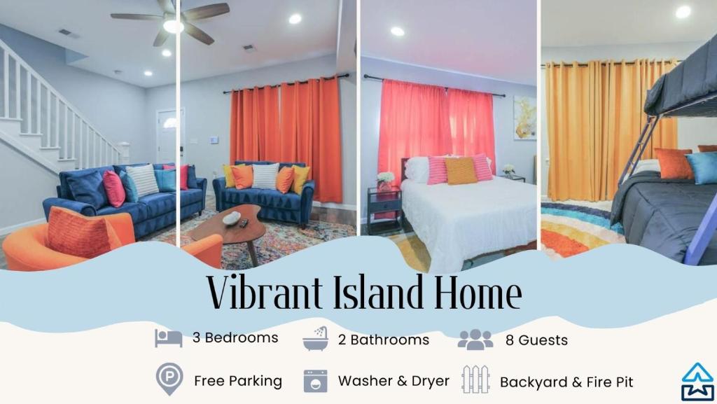 大西洋城Vibrant Island Home - 3 Bedrooms and 2 Bathrooms的居家客厅的 ⁇ 染