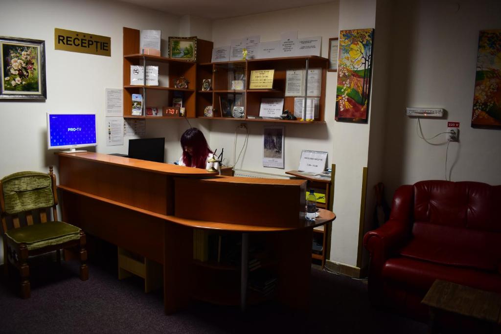 克卢日-纳波卡Alesiv的办公室配有书桌、椅子和书桌