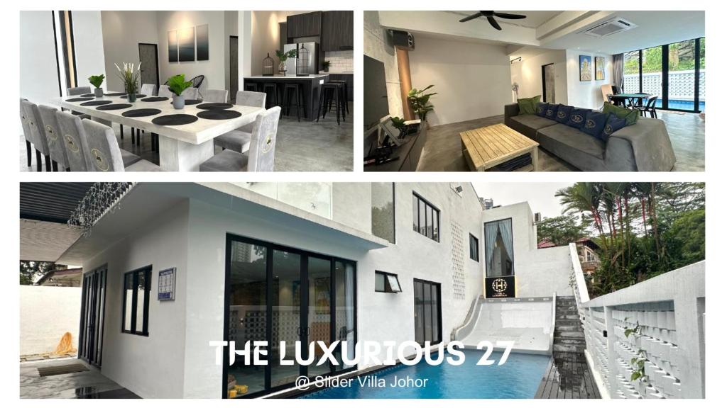 新山The Luxurious 27, Johor Bahru的客厅和房子照片的拼合物