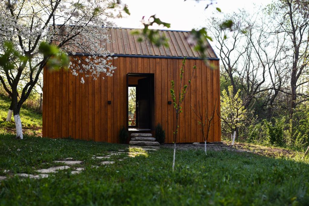 MăneciuCăsuța din livadă的草上有一扇门的木棚