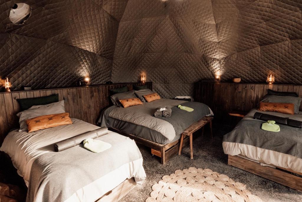ComboyneNature Domes的蒙古包内带两张床的房间