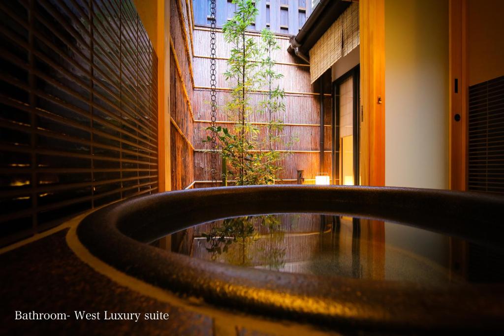 京都京之宿月光庵的植物间里的一个大浴缸