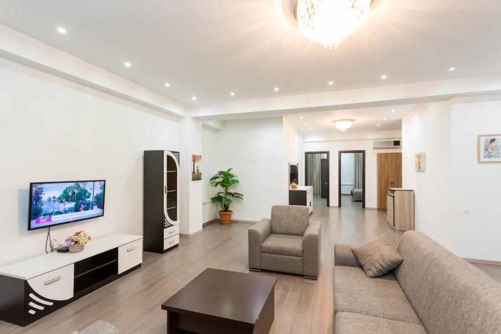第比利斯Premium 2 Bedroom Apartment lll的带沙发和电视的客厅