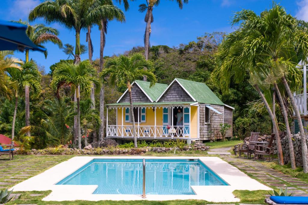 查尔斯城埃米塔日酒店的一座带游泳池和棕榈树的房子