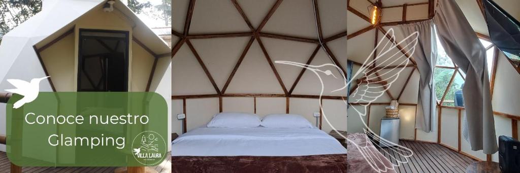 QuebradanegraEcoglamping VillaLaura的帐篷内的一个床位房间
