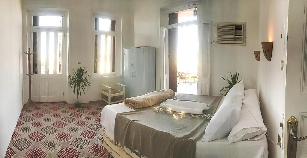 卢克索Alam B&B Luxor的一间卧室配有一张床,另一间设有窗户。