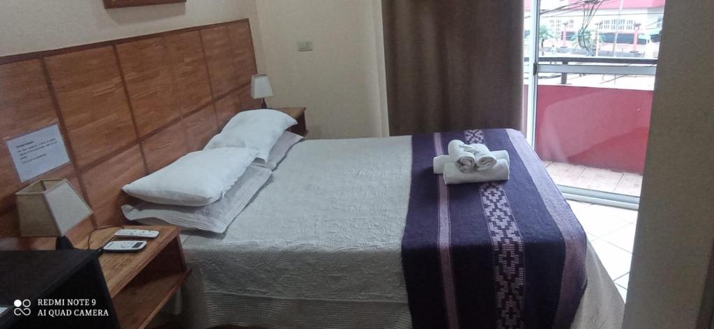 埃尔索韦维奥Hotel Don Enrique的一间卧室配有一张床,床上有毛巾