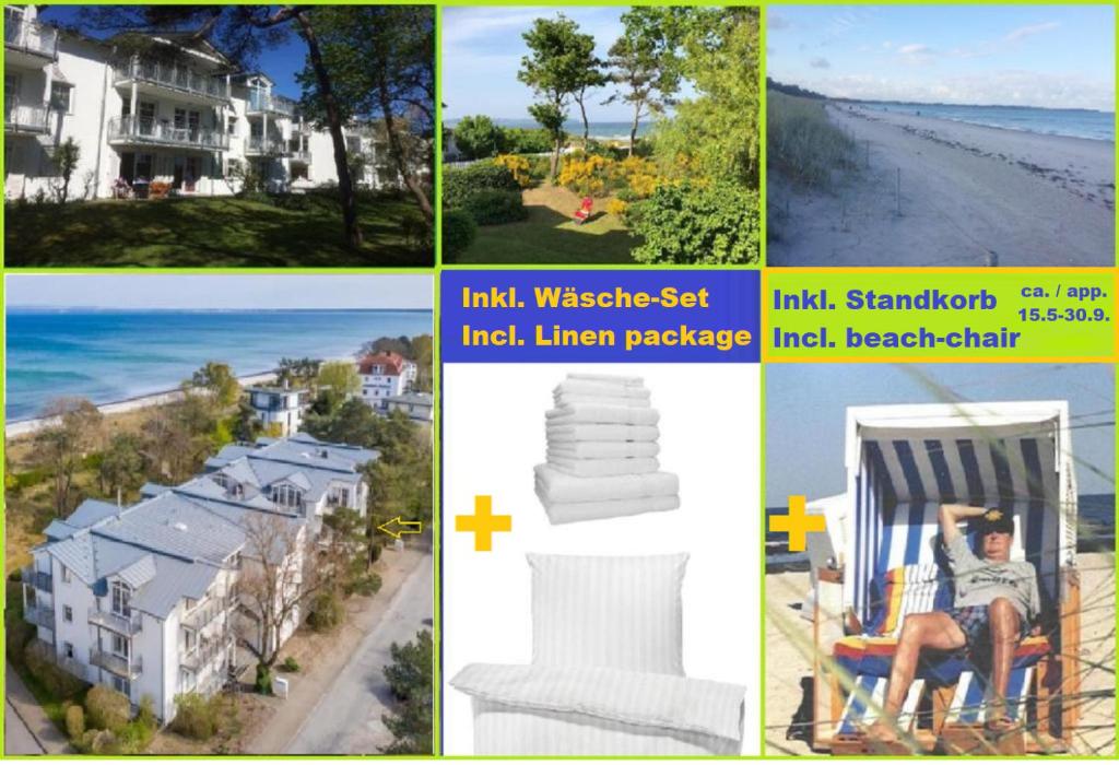 朱列斯拉赫Ferien Wohnungen Arkonablick的房屋和海滩图片的拼合