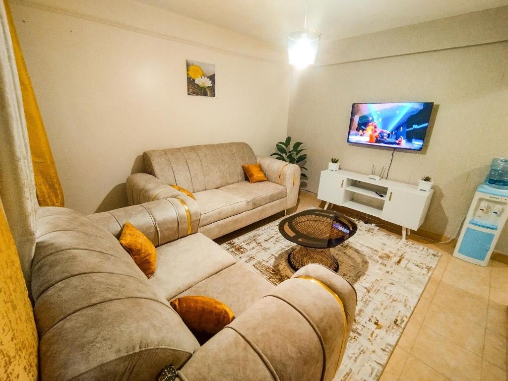 埃尔多雷特Cosy Homes Eldoret的客厅配有2张沙发和1台平面电视