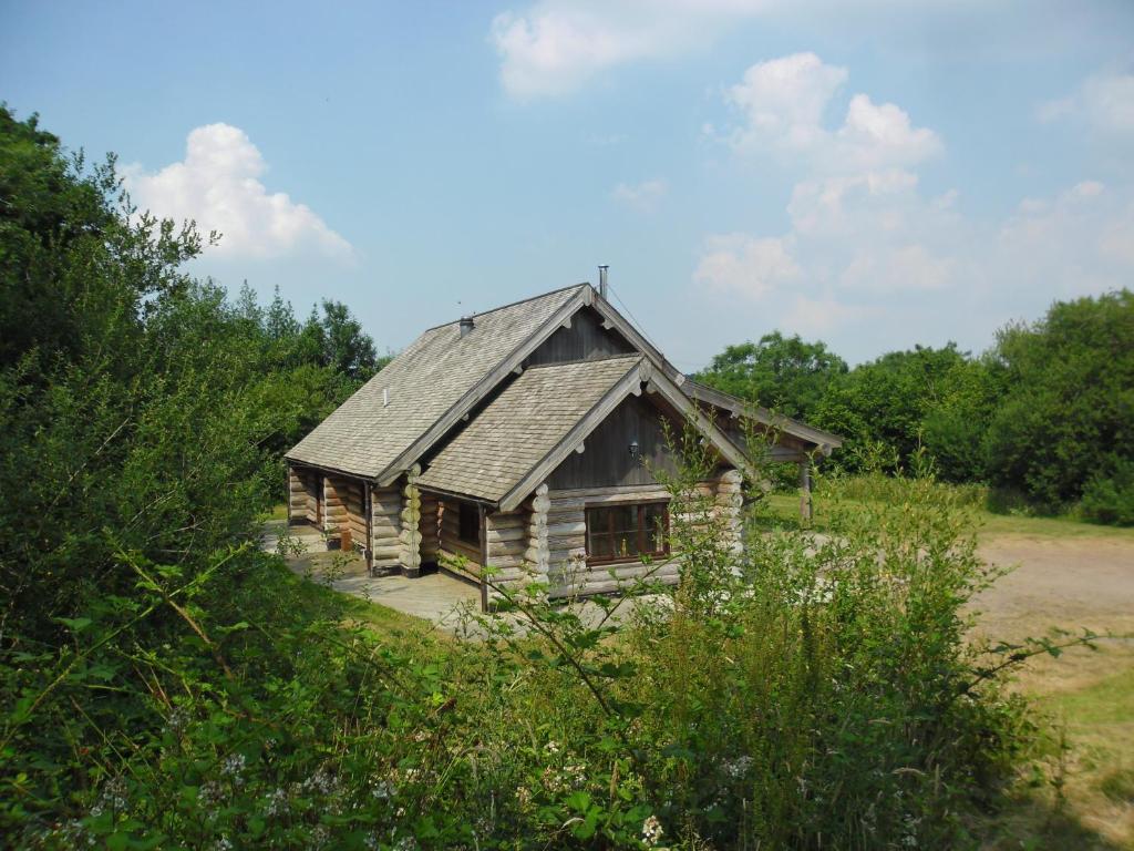 查尔德Tamarack Lodge的田野中间的小木屋