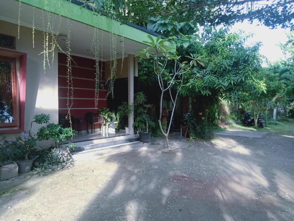 庞岸达兰Griya PAS Pangandaran的一座有门廊的房屋,上面有植物
