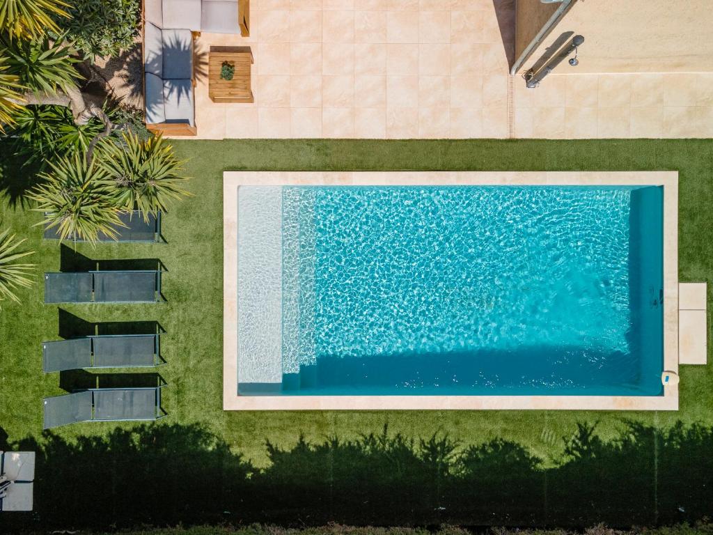 尼斯Nice Renting - BELLET - Live A Dream Villa Pool 3 Bedroom Garden Parking的享有庭院游泳池的顶部景色
