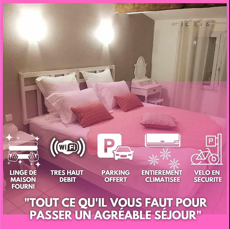 艾格-莫尔特La flemme en rose的一张粉红色的床铺的海报