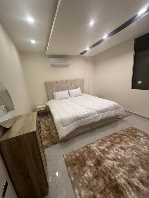 伊尔比德Amazing Rooftop for rent in Irbid的一间卧室配有一张床和一台平面电视
