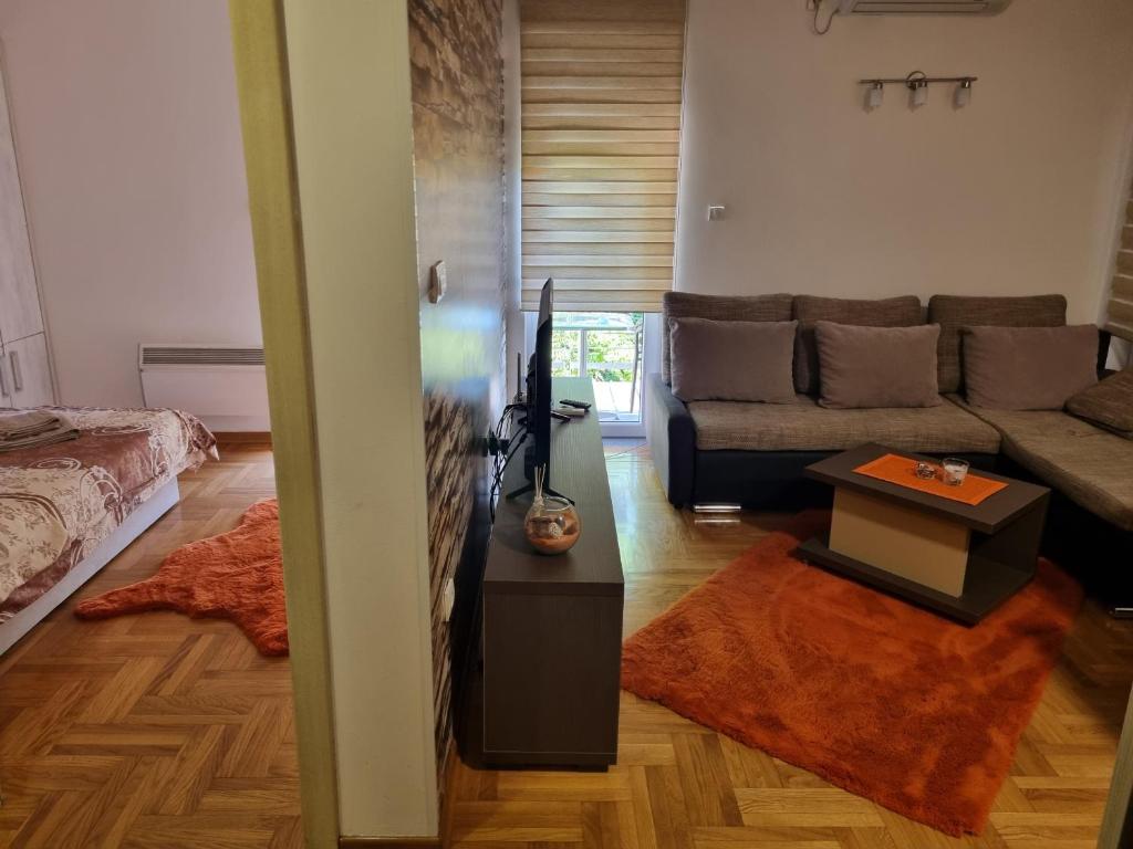 弗尔尼亚奇卡矿泉镇Apartment Rastko的客厅配有沙发和桌子