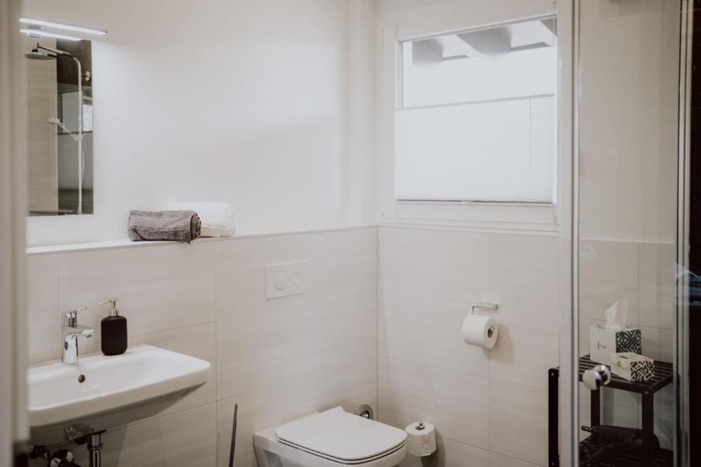 WeisweilKaiserstuhl的白色的浴室设有卫生间和水槽。
