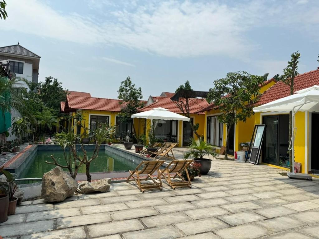 宁平Azalea Tam Coc Ninh Bình的一个带游泳池的庭院