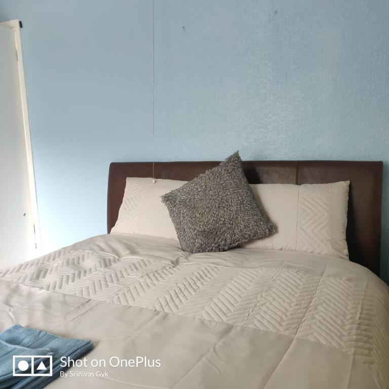 诺丁汉Nice 2 Bedroom house near City hospital的床上有2个枕头