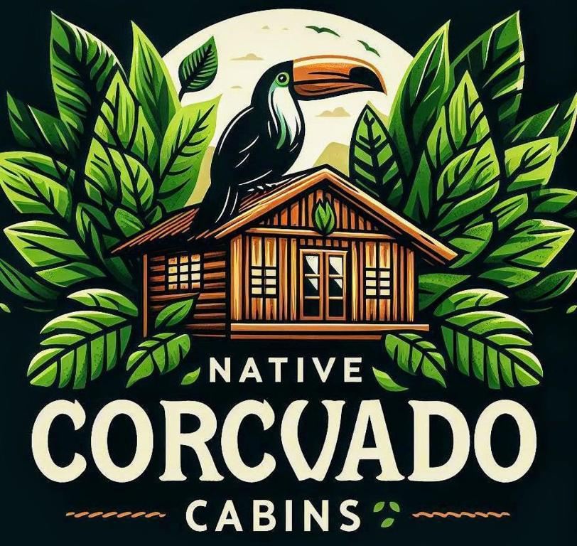 德雷克Nativos Corcovado cabins的鸟儿卡佐诺科小屋的标志