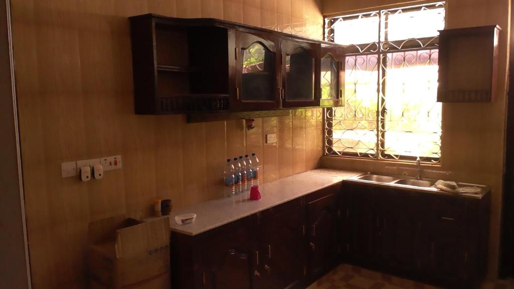 FumbaFumba House BnB的厨房设有水槽和窗户。