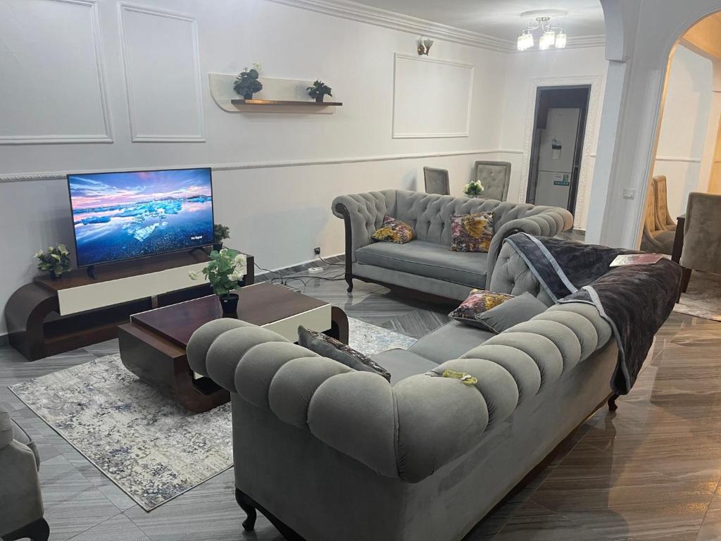 杜阿拉Danin Real-estates的客厅配有2张沙发和1台平面电视