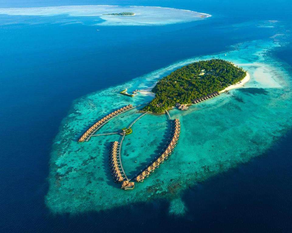 Gaafu Dhaalu Atoll马尔代夫阿雅达度假村的海洋中的一个岛屿