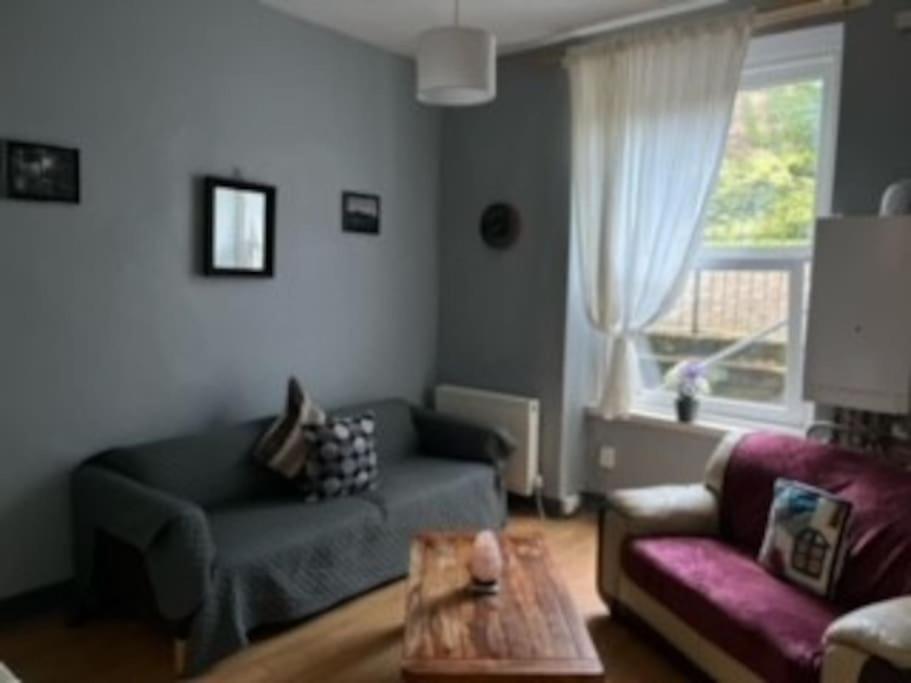 爱丁堡Cozy Central 1 Bedroom Flat的客厅配有沙发和桌子