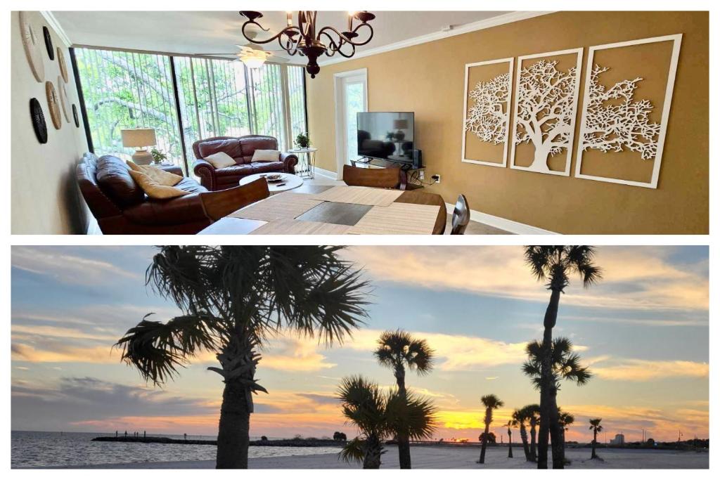 比洛克西Seaside Treasure的两幅棕榈树客厅的照片