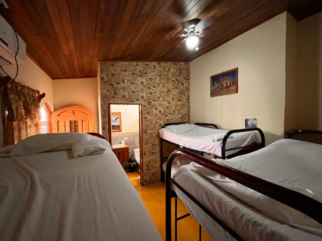 格拉纳达Hotel Mirna & OCT的一间客房内配有两张双层床的房间