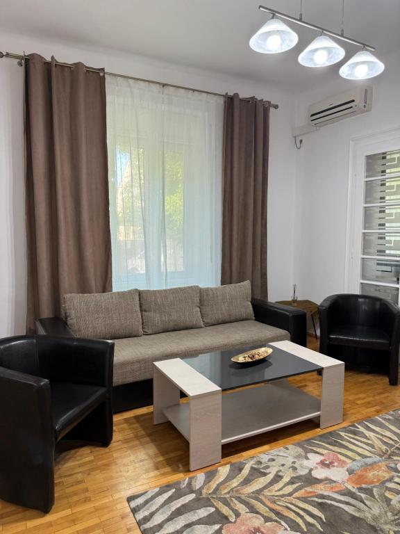 蒂米什瓦拉Apartament Victoria的带沙发和咖啡桌的客厅