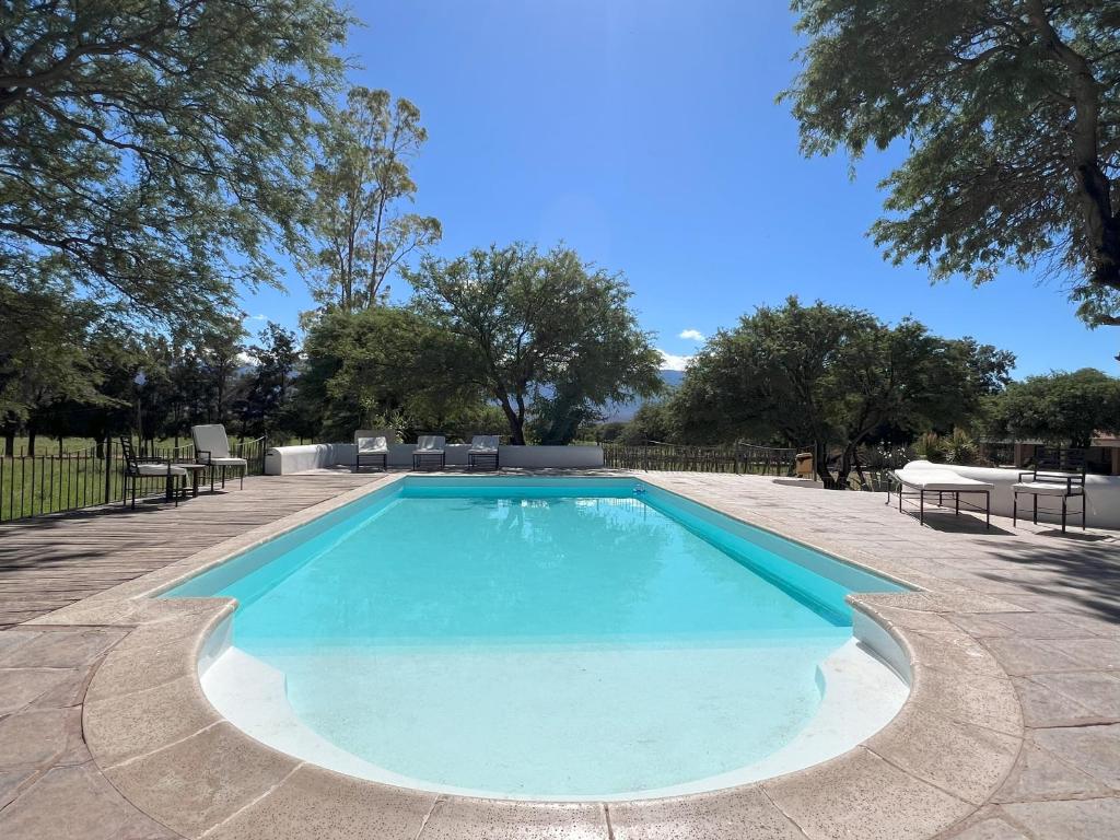 圣卡洛斯La Vaca Tranquila的庭院里的一个蓝色海水游泳池