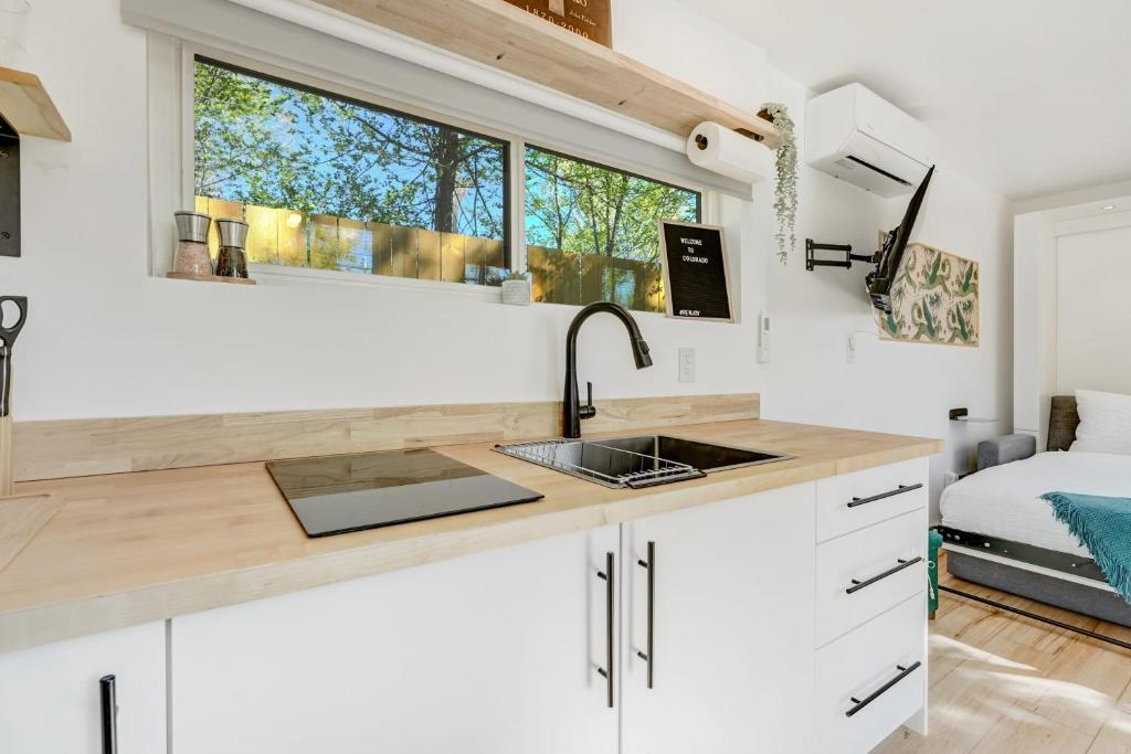 Cargo Casita Shipping Container Tiny Home的厨房或小厨房
