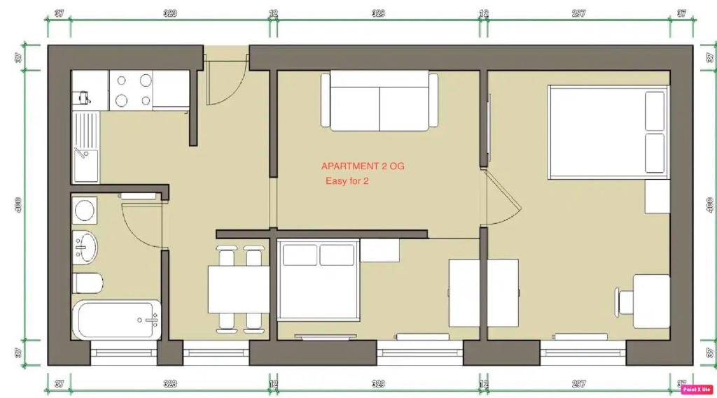 埃森Apartment 58- Essen的建筑的平面图