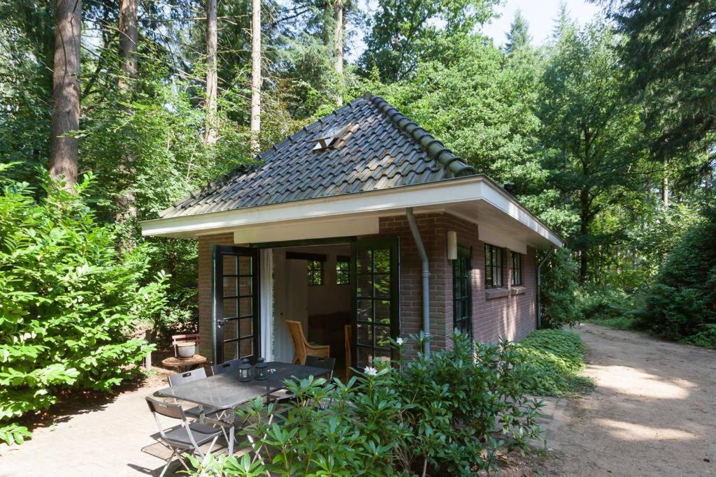 皮滕森林小屋度假屋的树林中带门廊的小房子