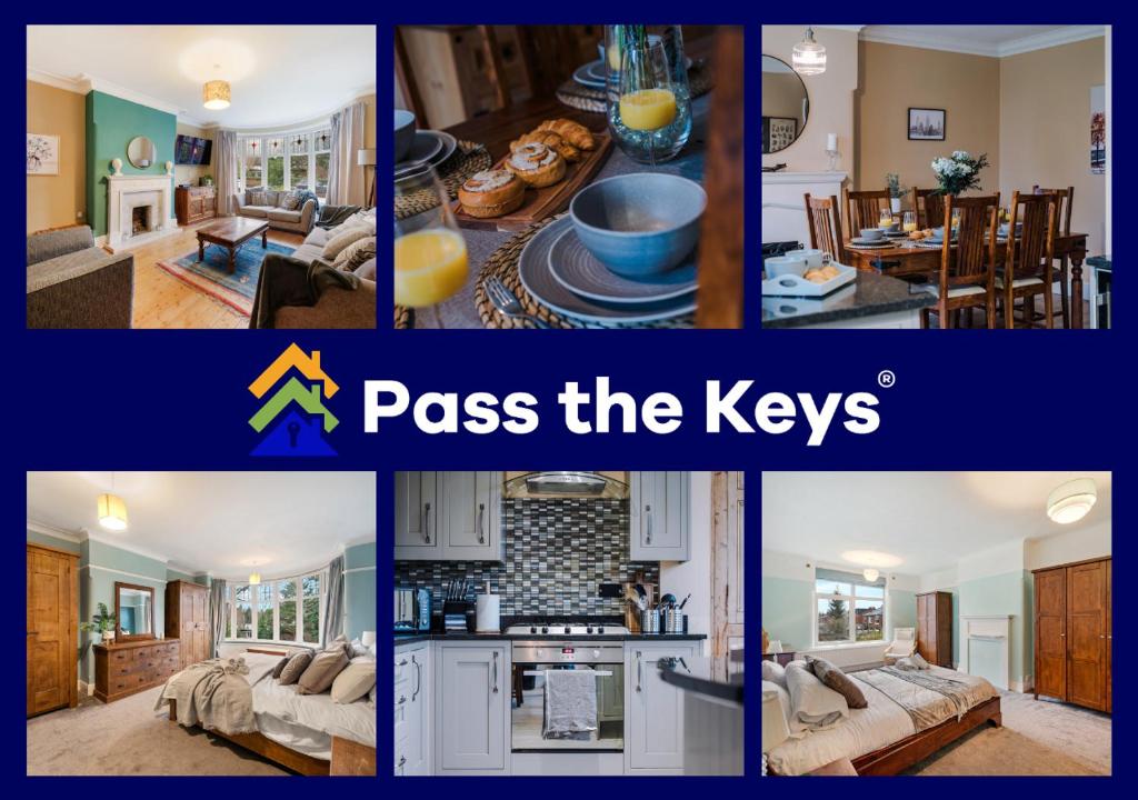 曼彻斯特Pass the Keys Large 4 Bed House with Games Room的厨房和客厅的图片拼合