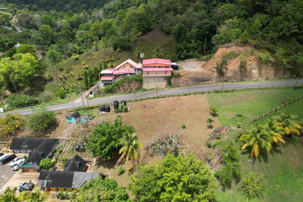 Las CuevasLas Cuevas Beach Lodge的山丘上房屋的空中景致