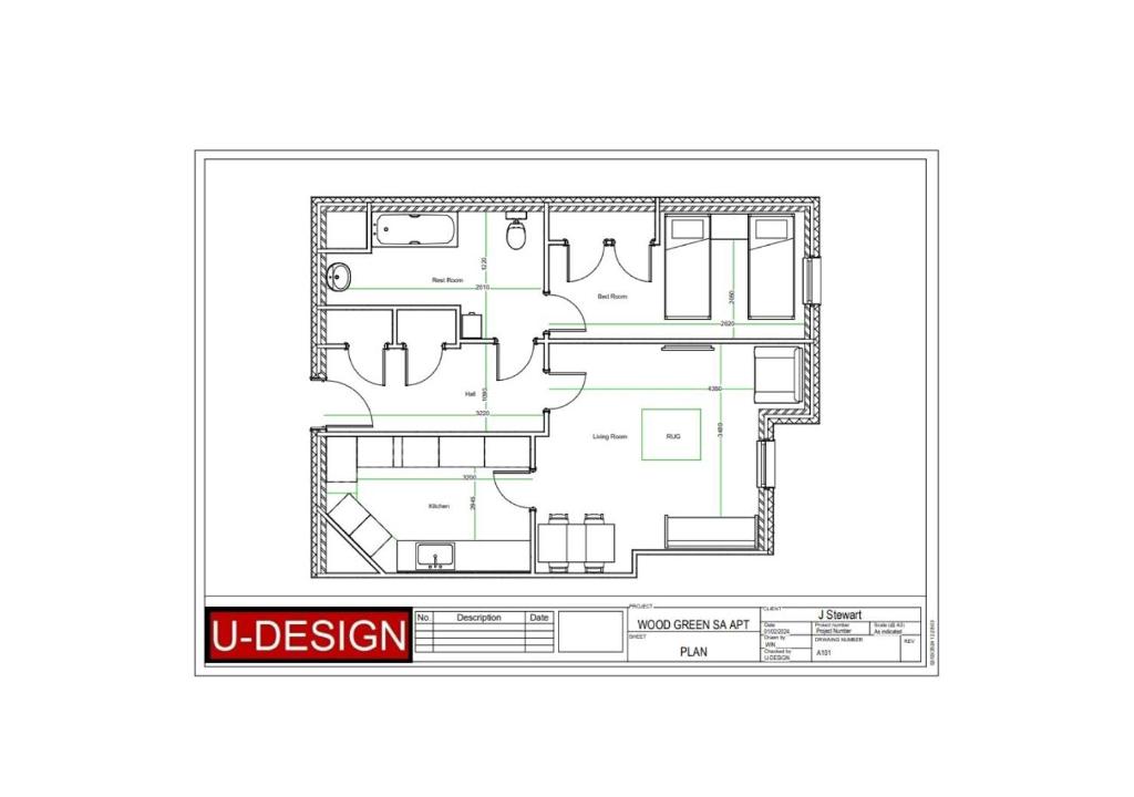 伦敦N22 Apartment at Wood Green - Fabulous的房屋的平面图