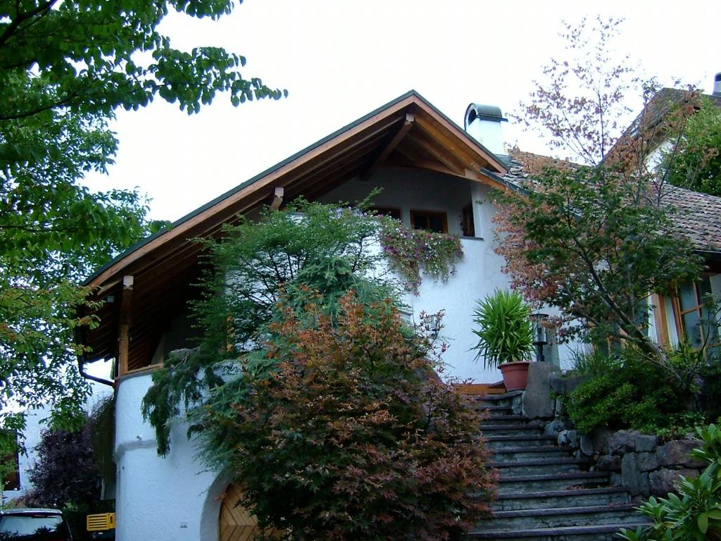 拉伊韦斯Villa Sissi的前面有楼梯的白色房子