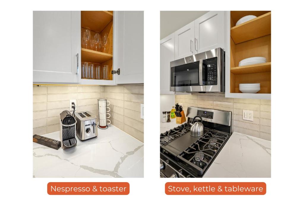 3BR2Bth MIT Harvard TD Garden BOS 2 Parking Spaces的厨房或小厨房