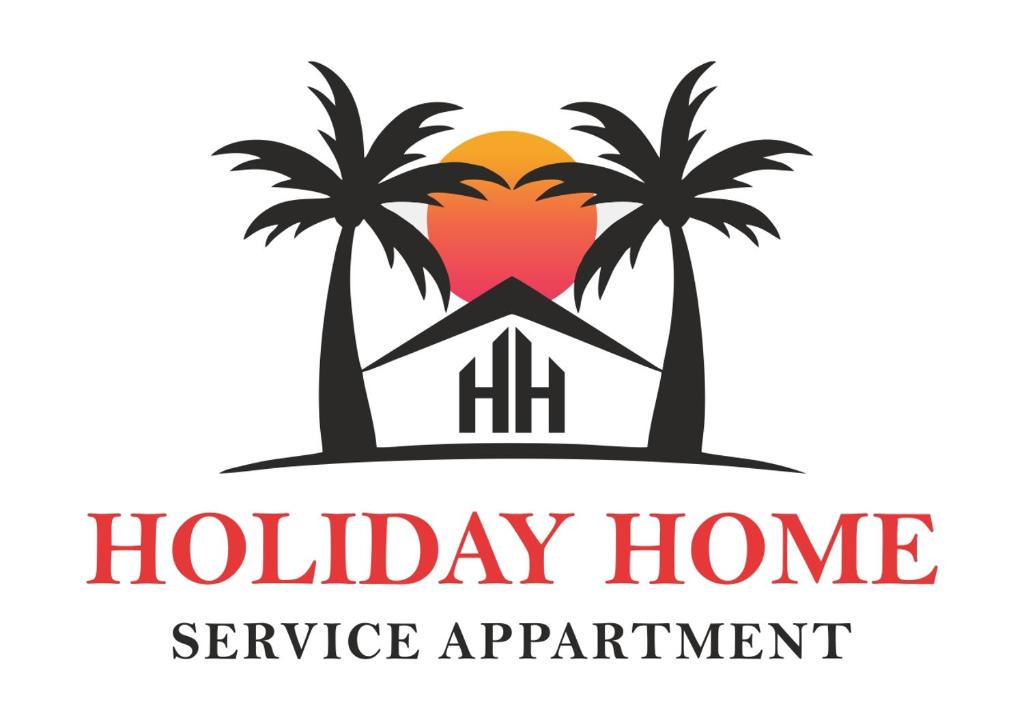 马杜赖Holiday Home Madurai的棕榈树度假屋和度假屋的标志